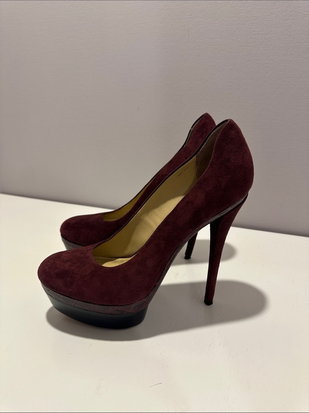 Rachel Zoe Wine Suede Platform Stiletto Pumps